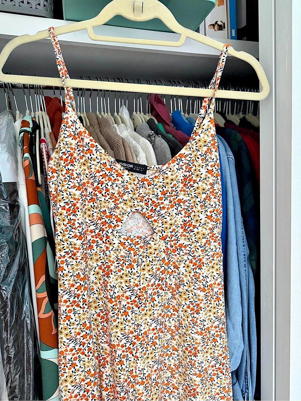 Inside Floral Cutout Jumpsuit in White & Orange Like New